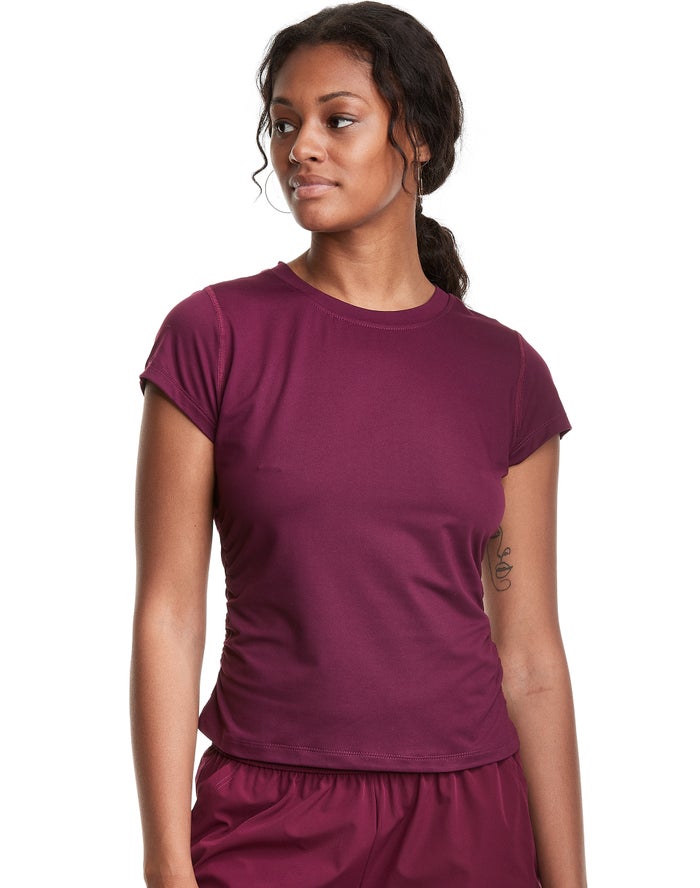 Champion Dame T-Shirts MørkeLilla - Soft Touch Ruched Side - Danmark QBC-142605